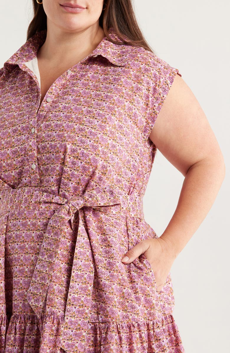 Treasure & Bond Floral Print Ruffle Hem Belted Minidress, Alternate, color, Ivory- Pink Budding Bloom