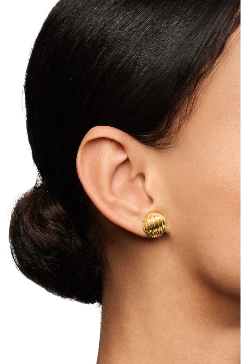 Sculpted Cable Earrings in Gold, Alternate, color, GOLD