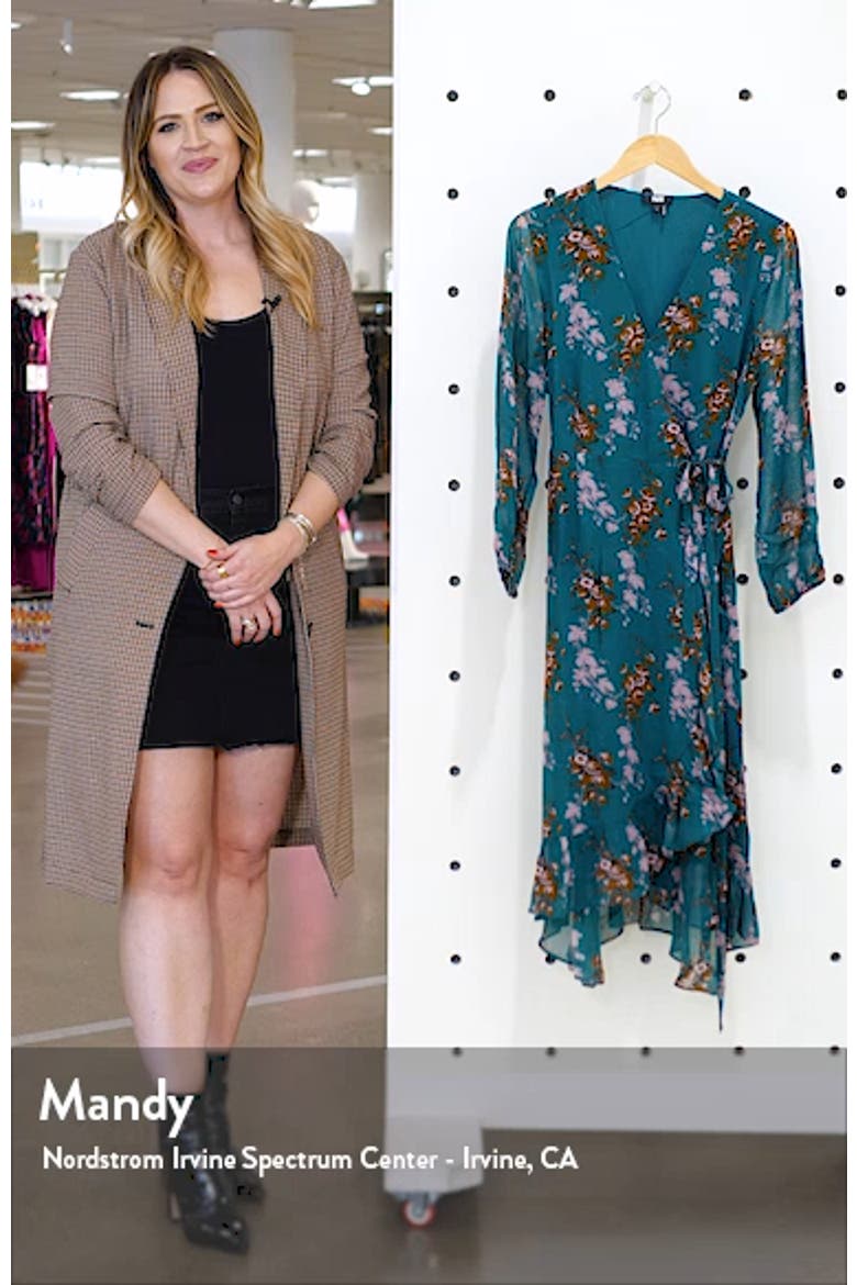Palazzo Print Long Sleeve Silk Wrap Dress video