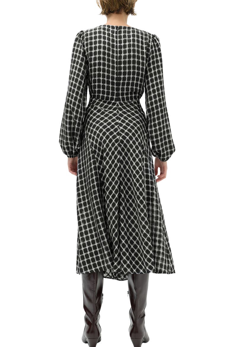 Check Midi Dress, Alternate, color, BLACK/ MULTI