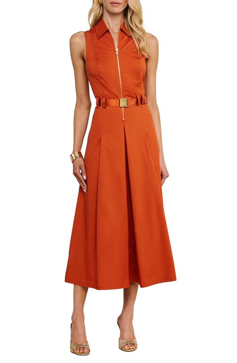Kolton Sleeveless Zip Front Midi Dress