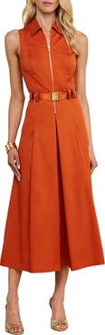 L'AGENCE Kolton Sleeveless Zip Front Midi Dress