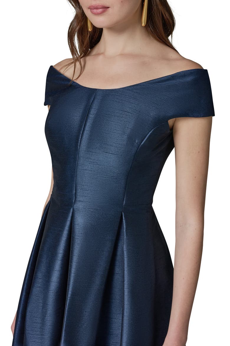 Off the Shoulder Dupioni Cocktail Dress, Alternate, color, NIGHTFALL