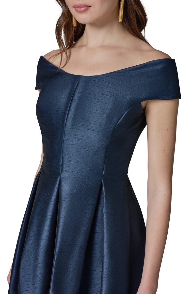 Donna Karan New York Off the Shoulder Dupioni Cocktail Dress, Alternate, color, Nightfall