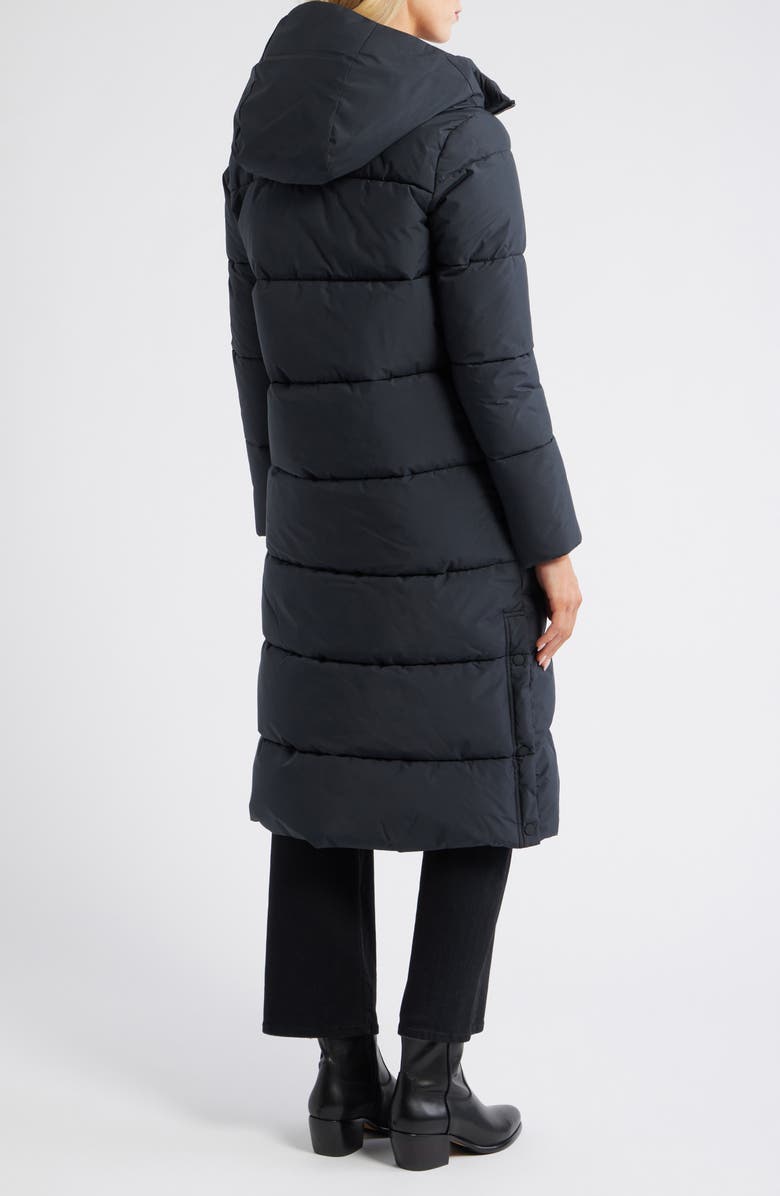 Save The Duck Miss Waterproof Quilted Longline Coat, Alternate, color, Black