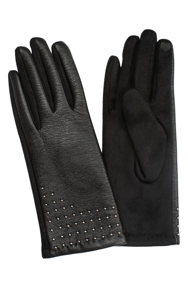 MARCUS ADLER Studded Faux Leather Gloves, Main, color, Black