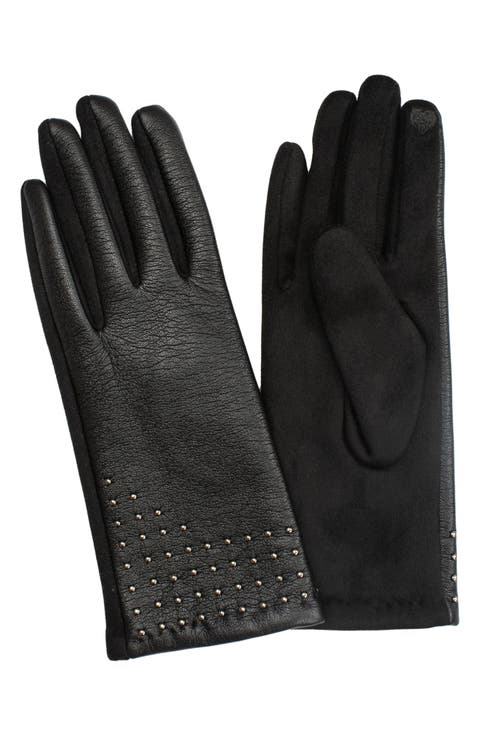 Studded Faux Leather Gloves