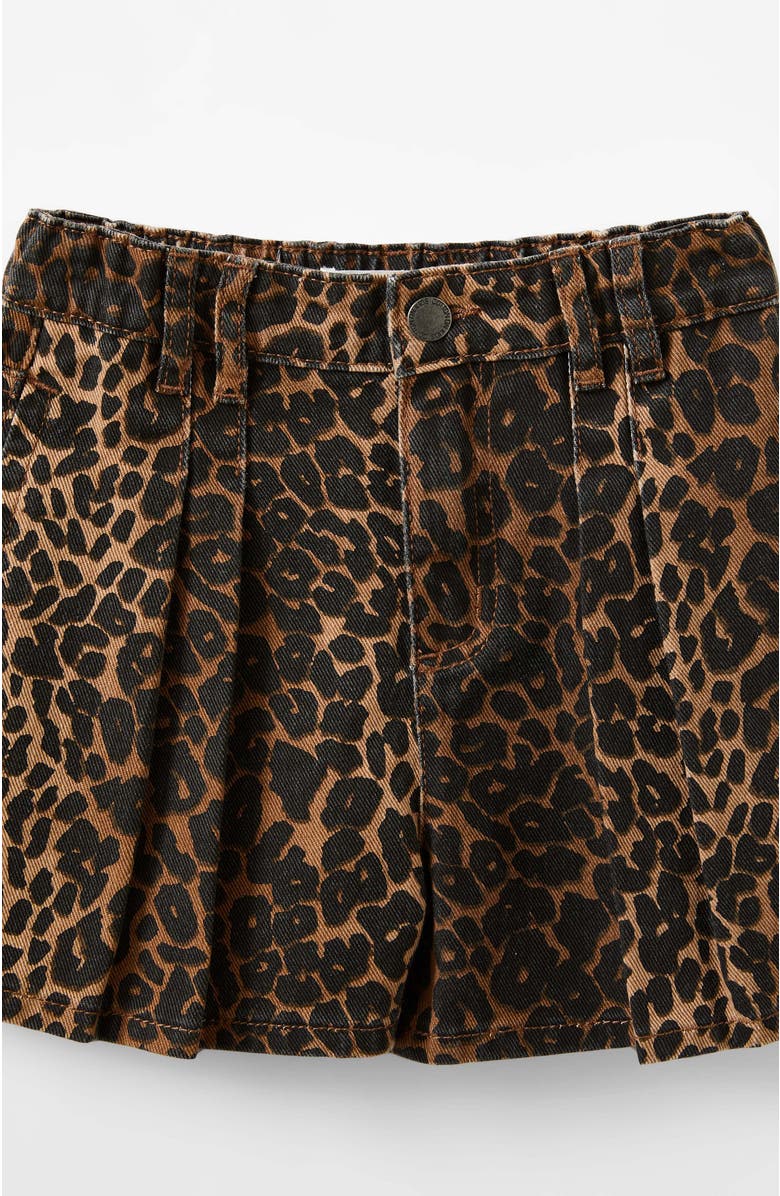 Cotton On Kids Kid's Sarai Pleat Front Denim Short, Alternate, color, Taupy Brown Leopard