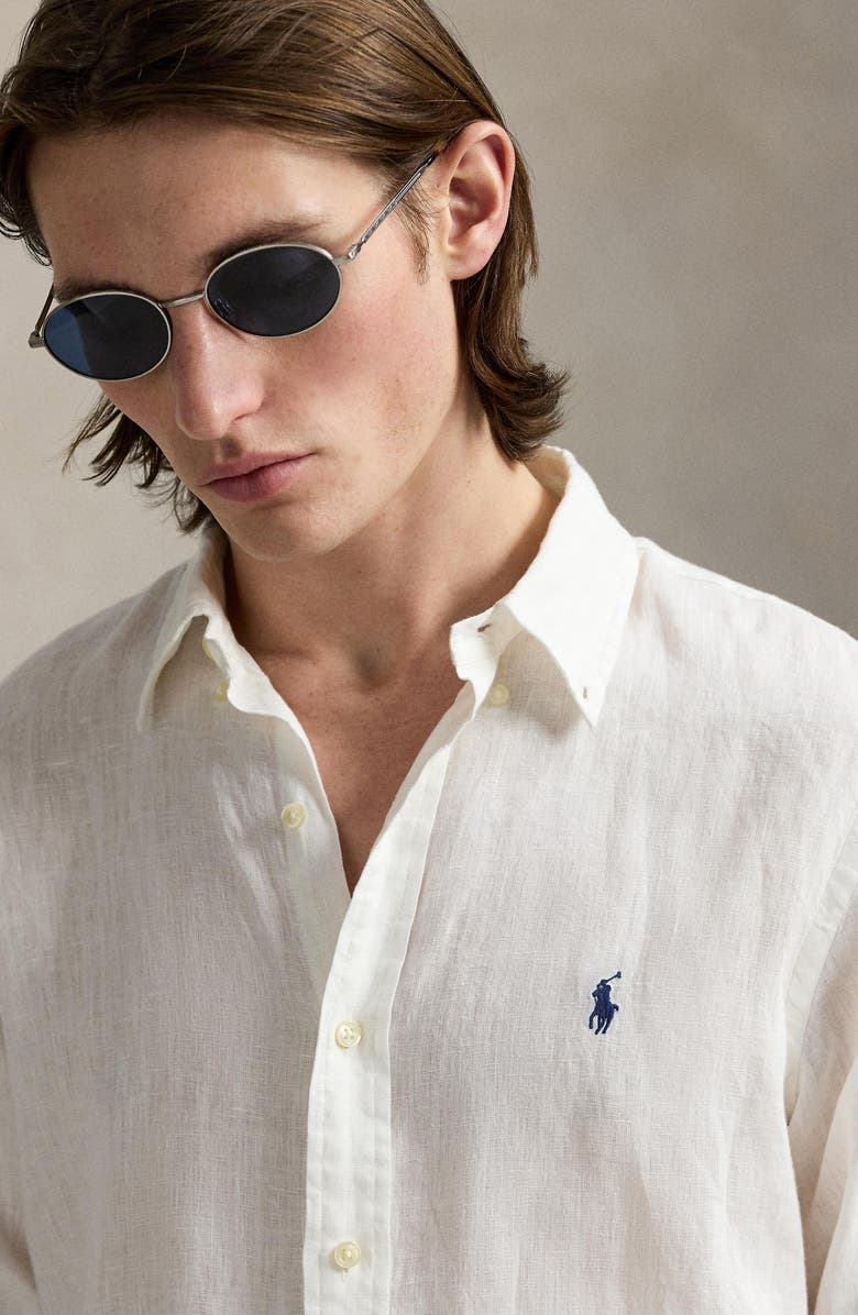 Polo Ralph Lauren Classic Fit Linen Button-Down Shirt, Alternate, color,