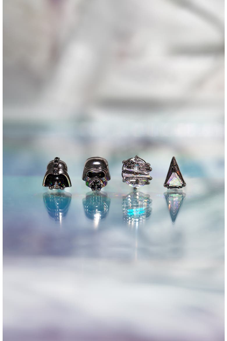 Star Wars™ Power of the Dark Side Set of 4 Mismatched Stud Earrings, Alternate, color, GUNMETAL