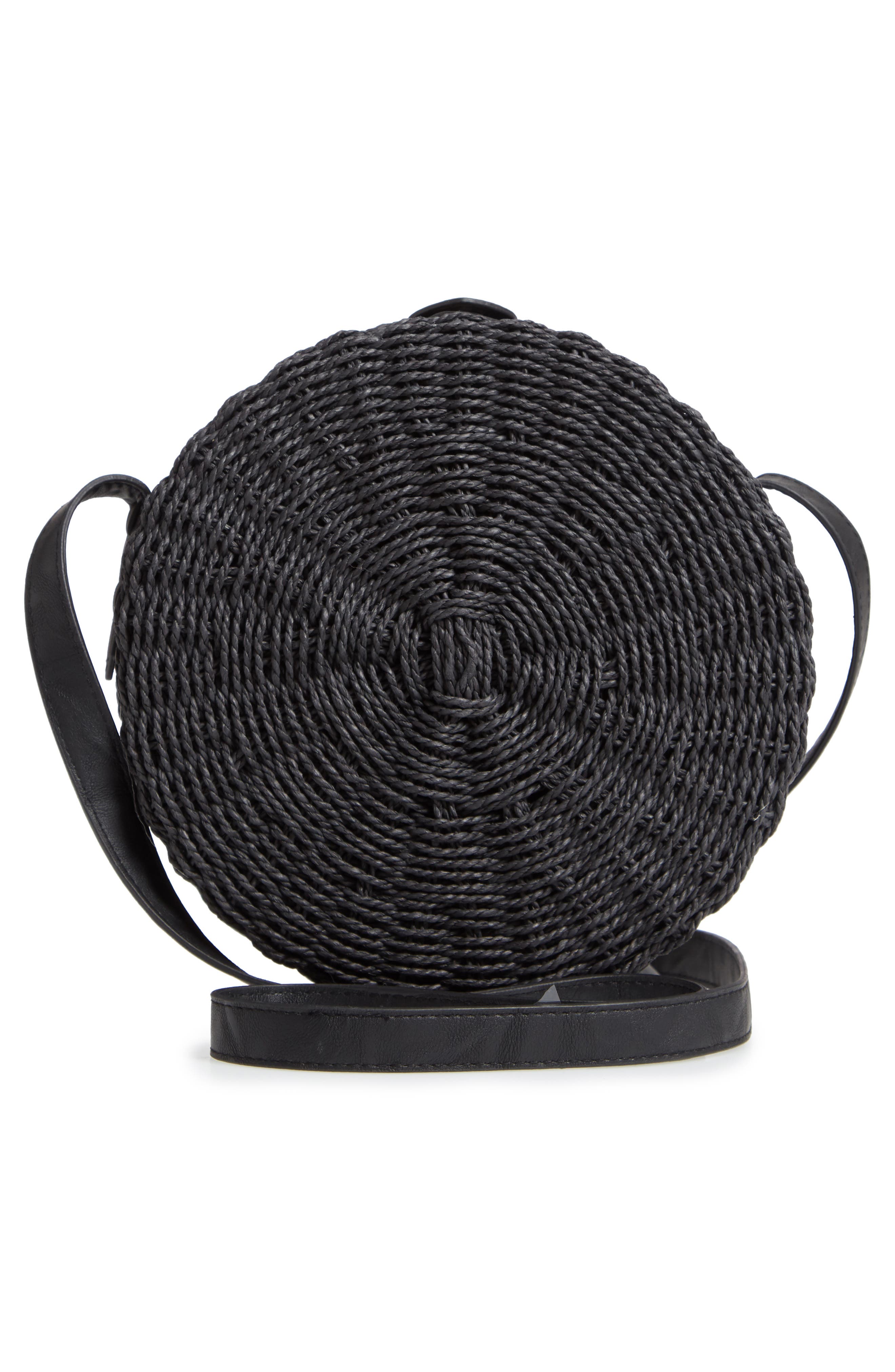 Barbar Straw Crossbody Bag, Alternate, color, BLACK