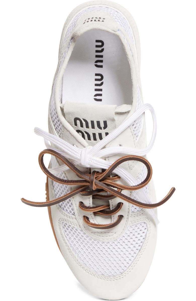 Miu Miu Gymnasium Mixed Media Low Top Sneaker, Alternate, color, Bianco