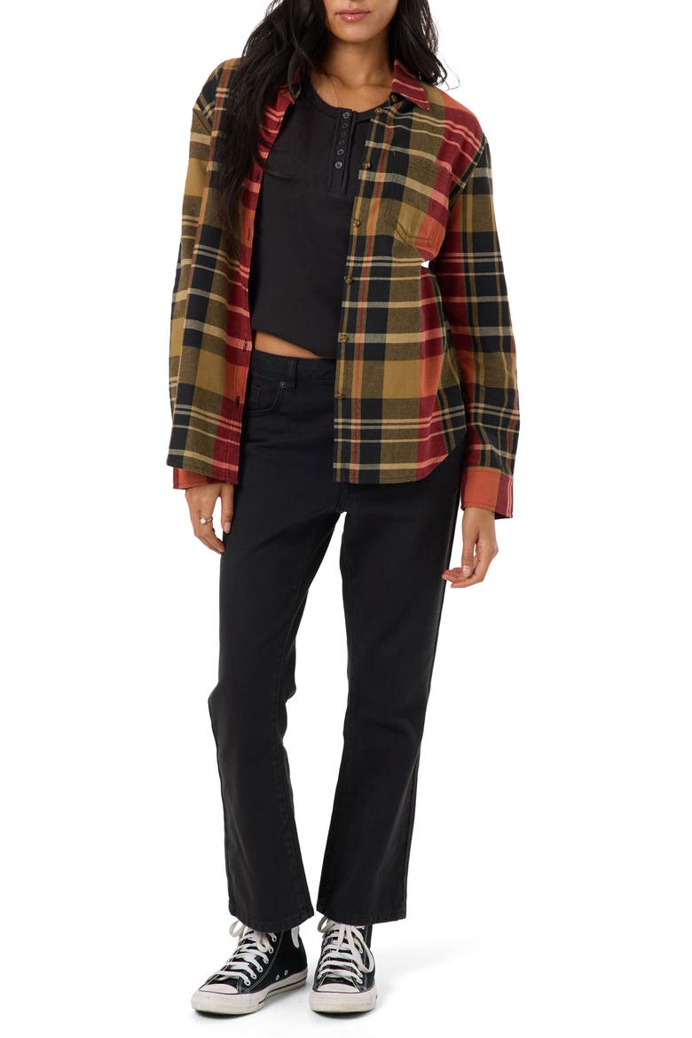 Logan Plaid Flannel Shirt, Alternate, color, LAVA RED