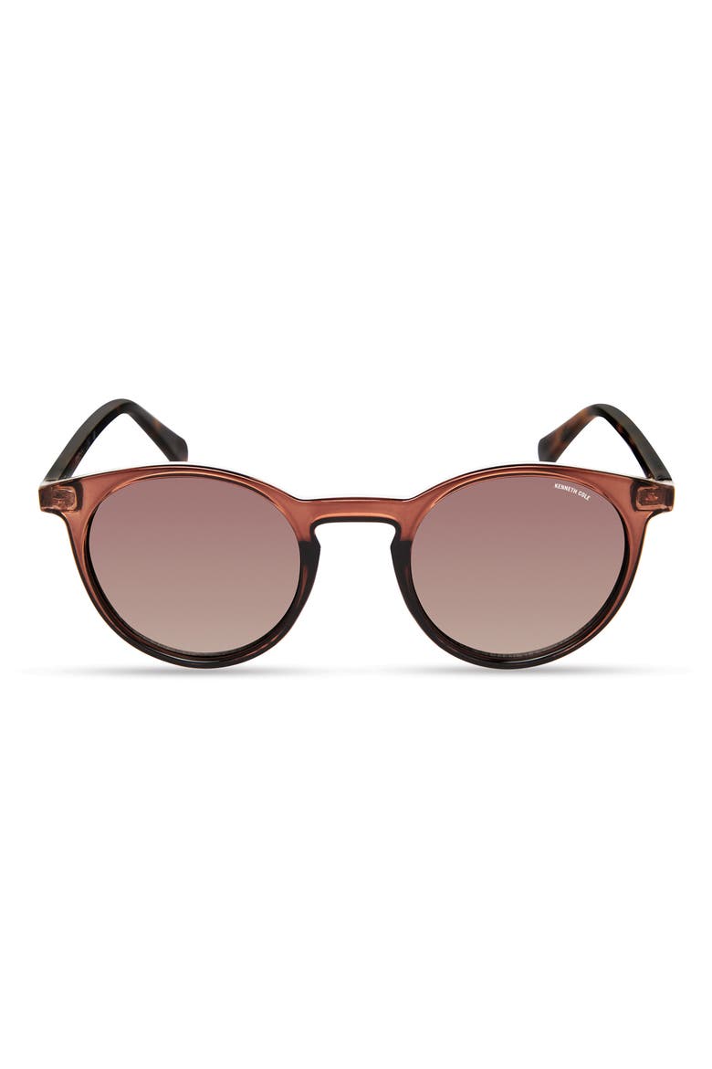 48mm Round Sunglasses, Main, color, SHINY DARK BROWN / BROWN