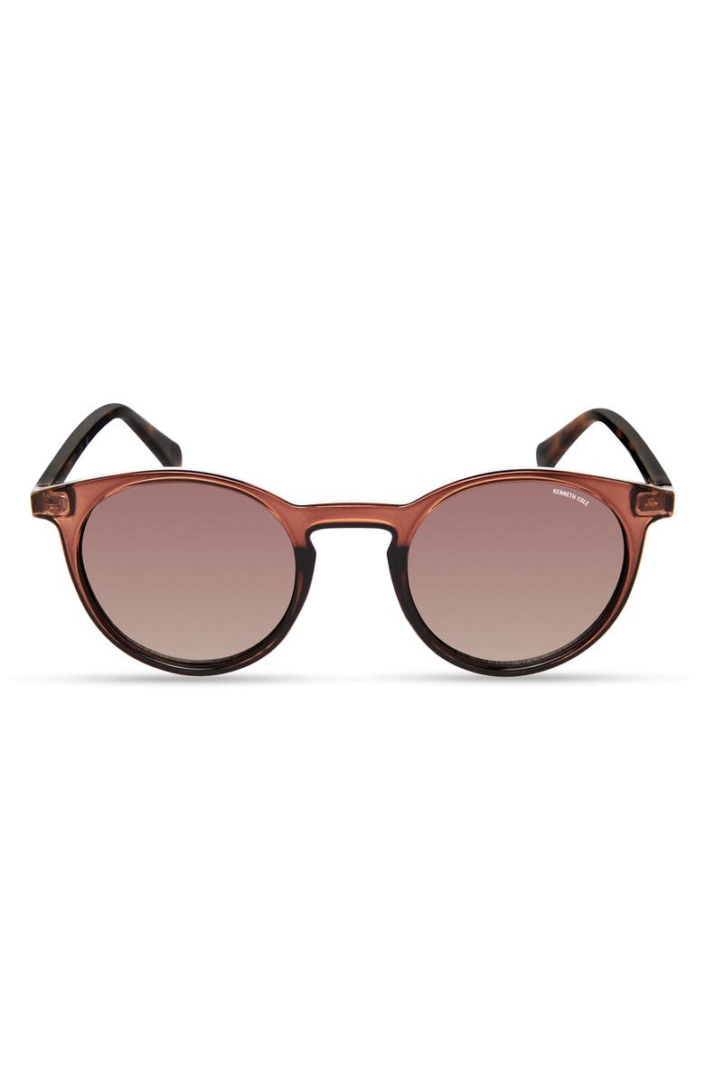 Kenneth Cole 48mm Round Sunglasses, Main, color, Shiny Dark Brown / Brown