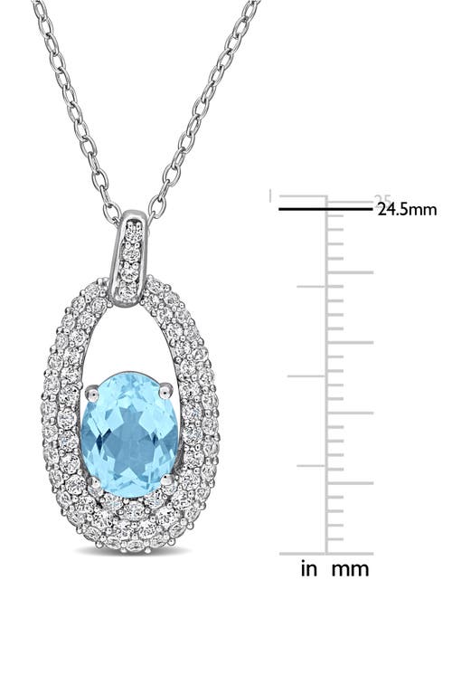 Delmar Sky Blue Topaz & White Topaz Pendant Necklace In Metallic
