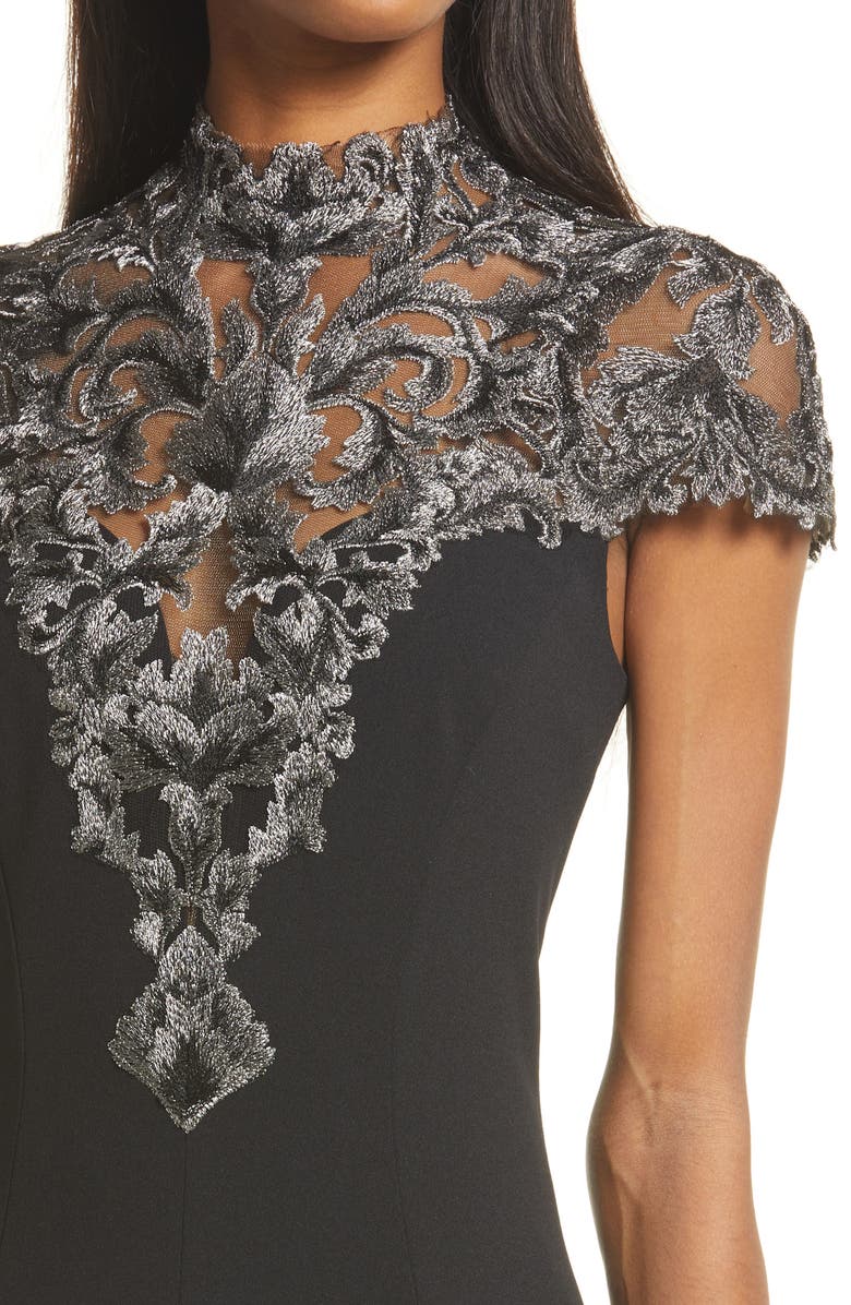 Tadashi Shoji Embroidered Lace Evening Gown, Alternate, color, 