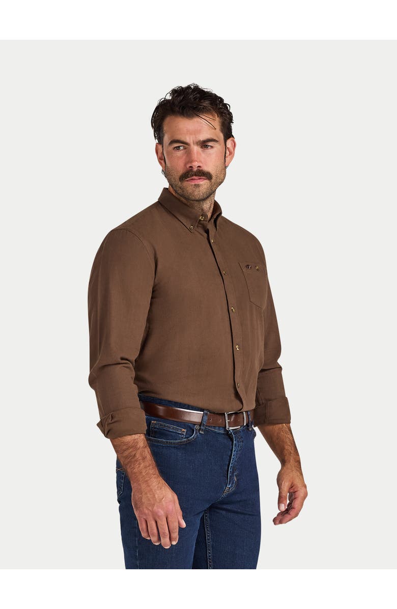 Raging Bull Long Sleeve Brushed Herringbone Shirt, Alternate, color, Brown