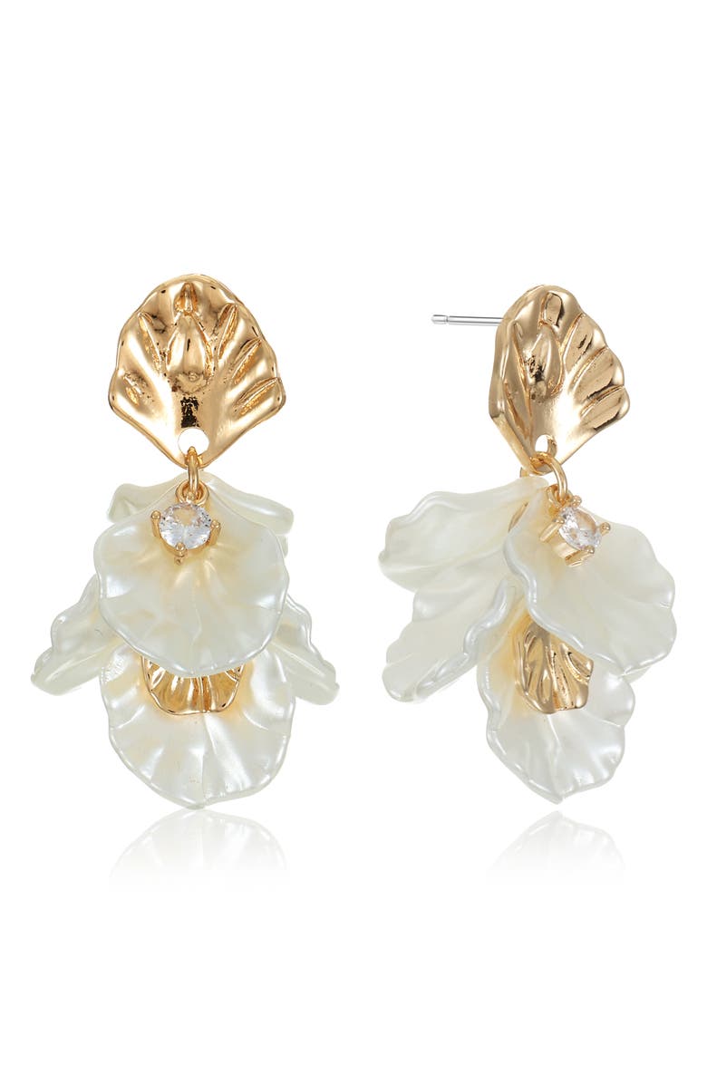 Ettika Dripping Petal Earrings, Main, color, Gold