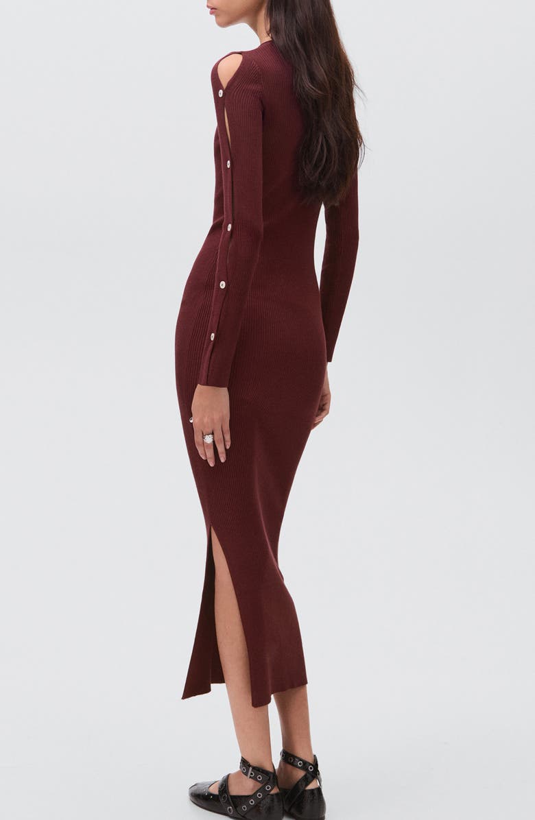 MANGO TEEN Button Trim Long Sleeve Sweater Dress, Alternate, color, Maroon