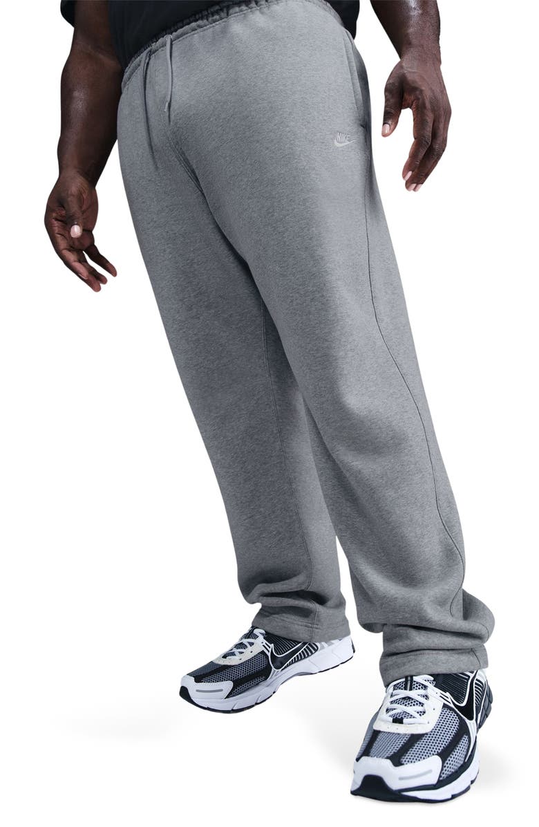 Nike Club Open Hem Fleece Pants, Alternate, color, Dark Grey Heather