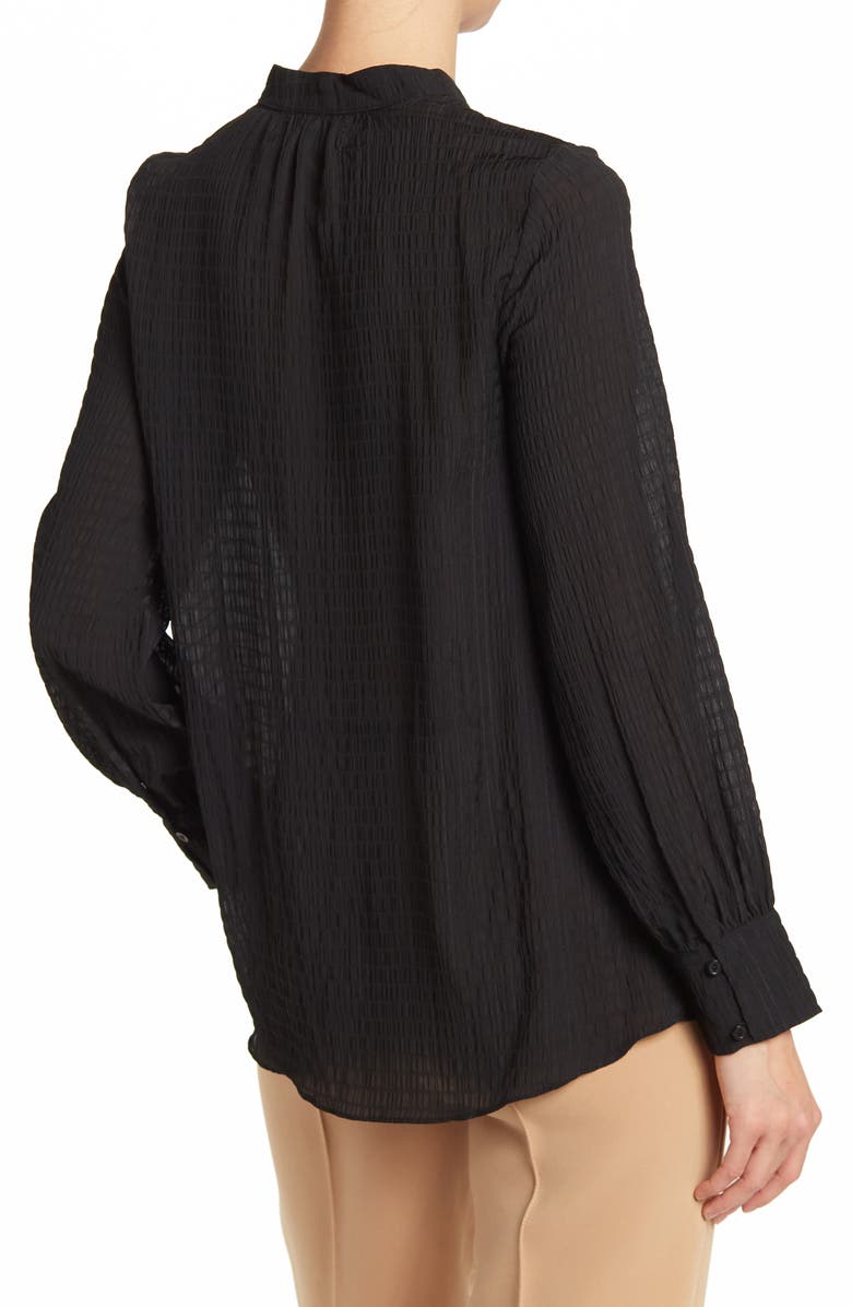 Everleigh Crinkled Collarless Long Sleeve Top, Alternate, color, 