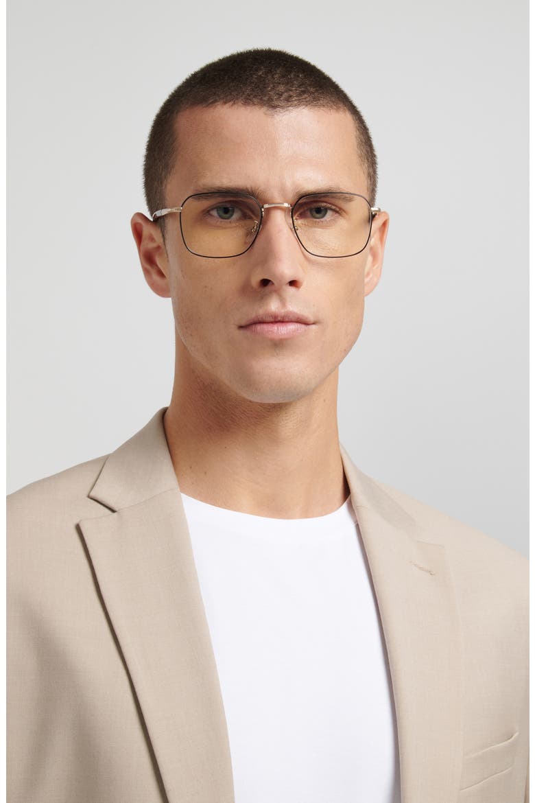 52mm Square Optical Glasses, Alternate, color, GOLD BLACK/ BLUE