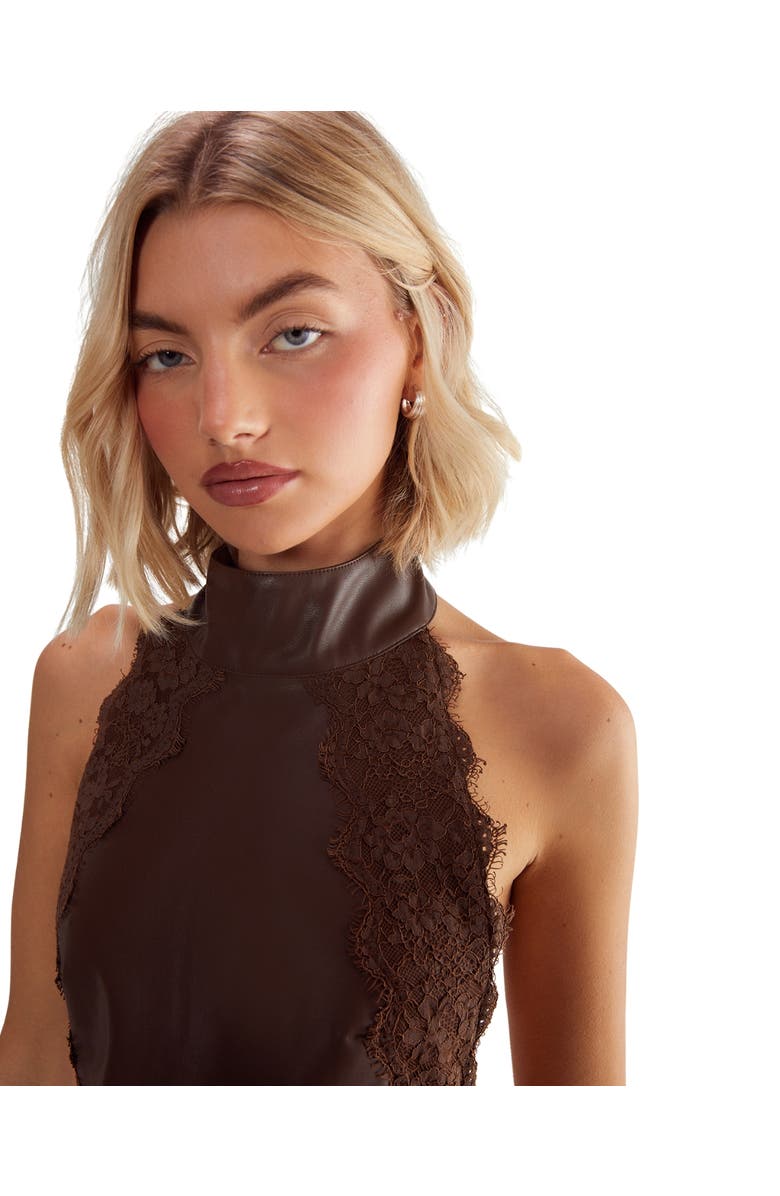 NASTY GAL Faux Leather Tie Back Halter Dress, Alternate, color,