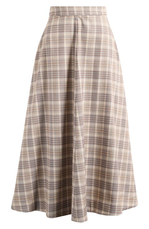 Peony Plaid Flare Skirt