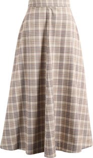Reformation Peony Plaid Flare Skirt