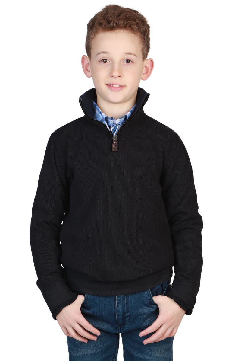TailorByrd Kids' Cozy Quarter-Zip Pullover, Main, color, Black Heather
