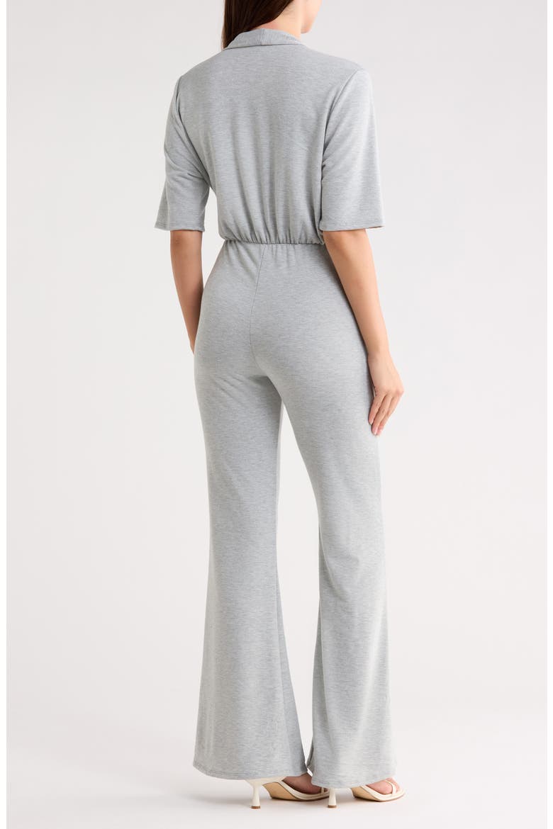 Short Sleeve Faux Wrap Jumpsuit, Alternate, color, GREY