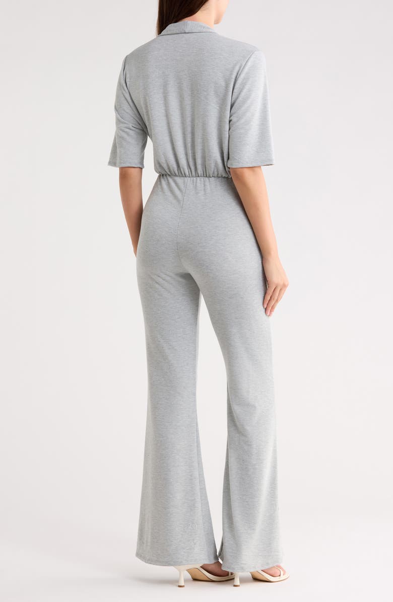 GO COUTURE Short Sleeve Faux Wrap Jumpsuit, Alternate, color, Grey