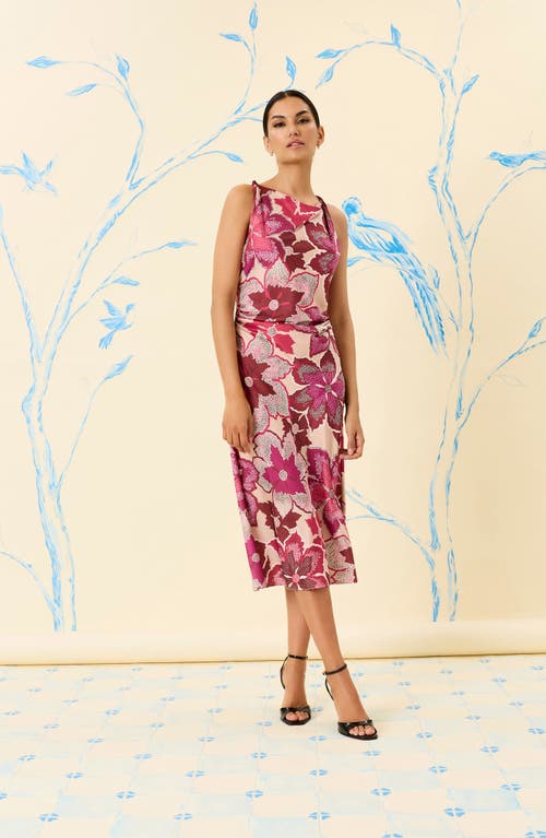 Maggy London Womens Floral Print Polyester Midi Dress In Purple