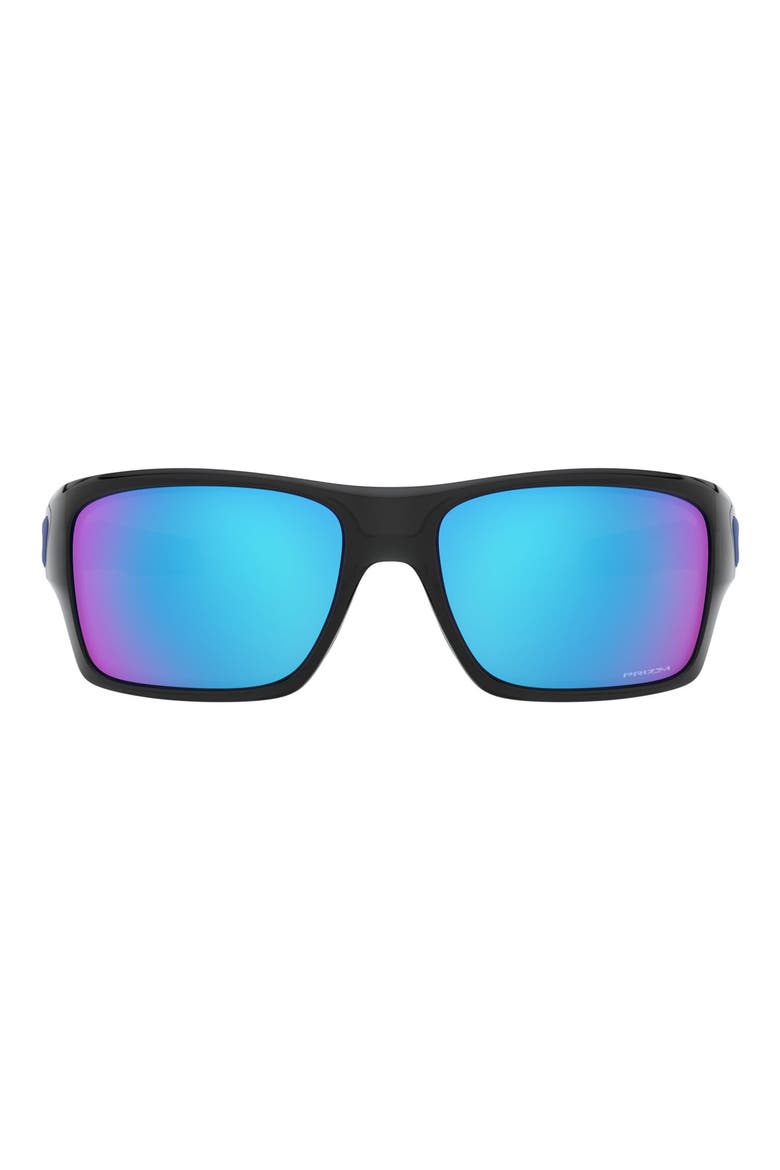 Turbine 65mm Mirrored Rectangular Sunglasses, Main, color, BLACK
