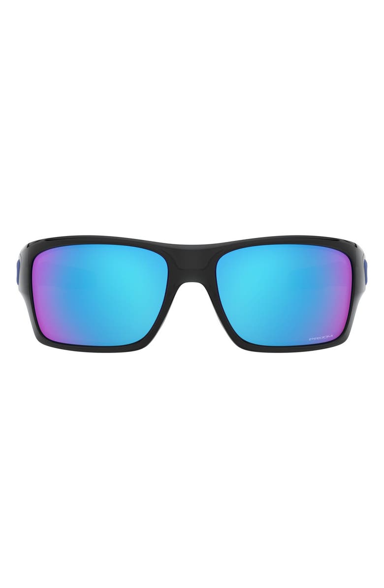 Oakley Turbine 65mm Mirrored Rectangular Sunglasses, Main, color, Black