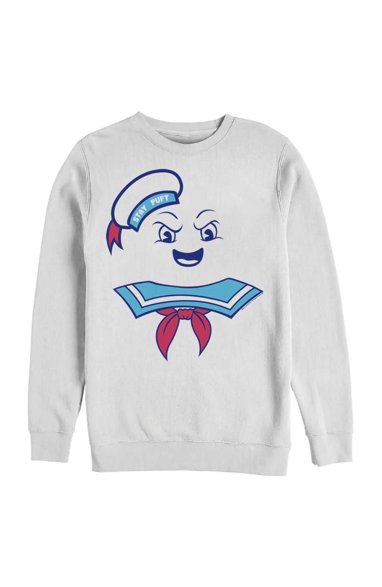 Ghostbusters Men's Ghostbusters Stay Puft Marshmallow Man Face  Sweatshirt, Main, color, White