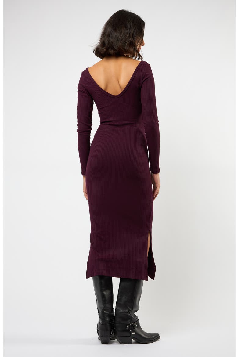 The Flirt Fusion Long Sleeve Rib Dress, Alternate, color, BURGUNDY