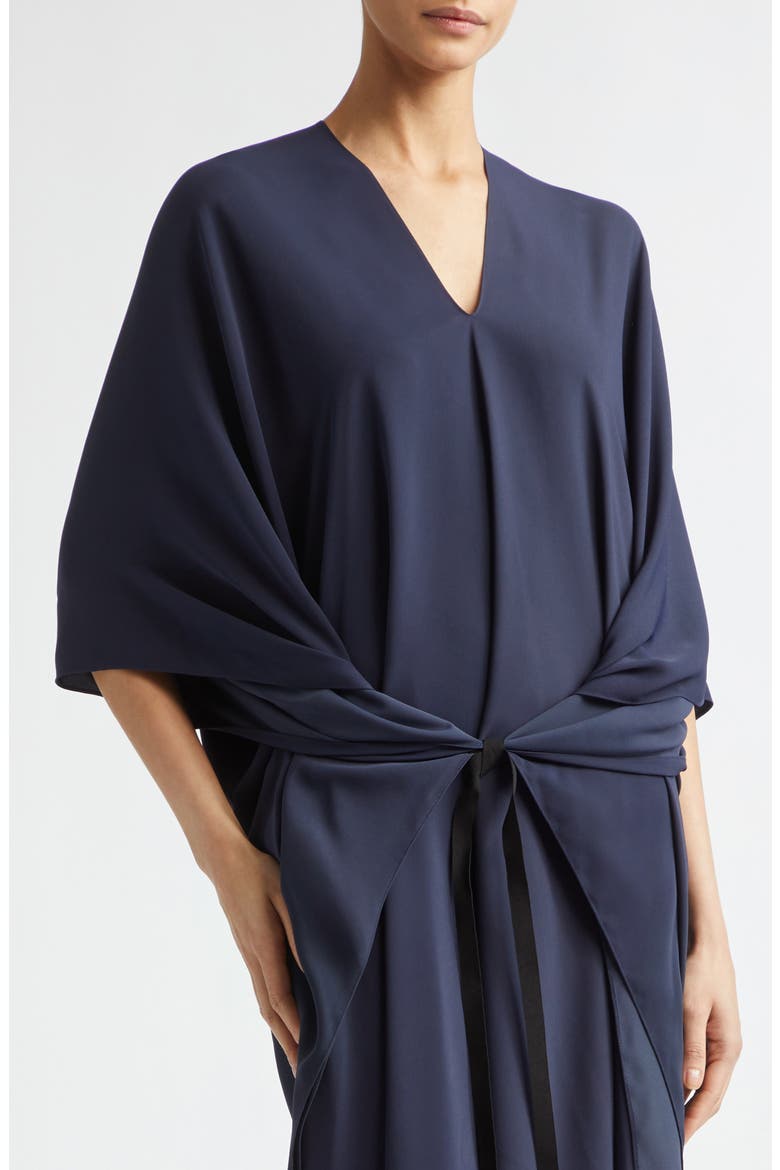 V-Neck High-Low Jersey Midi Dress, Alternate, color, BLUE NAVY