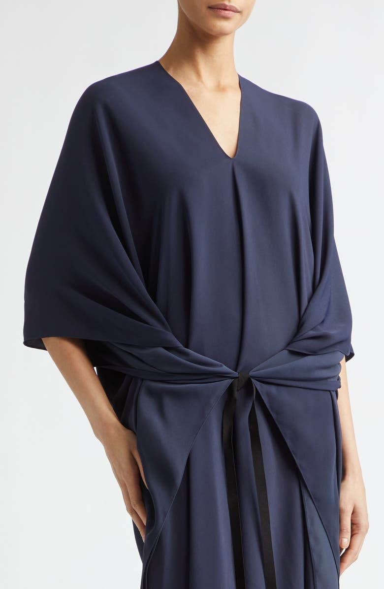 MM6 Maison Margiela V-Neck High-Low Jersey Midi Dress, Alternate, color, Blue Navy
