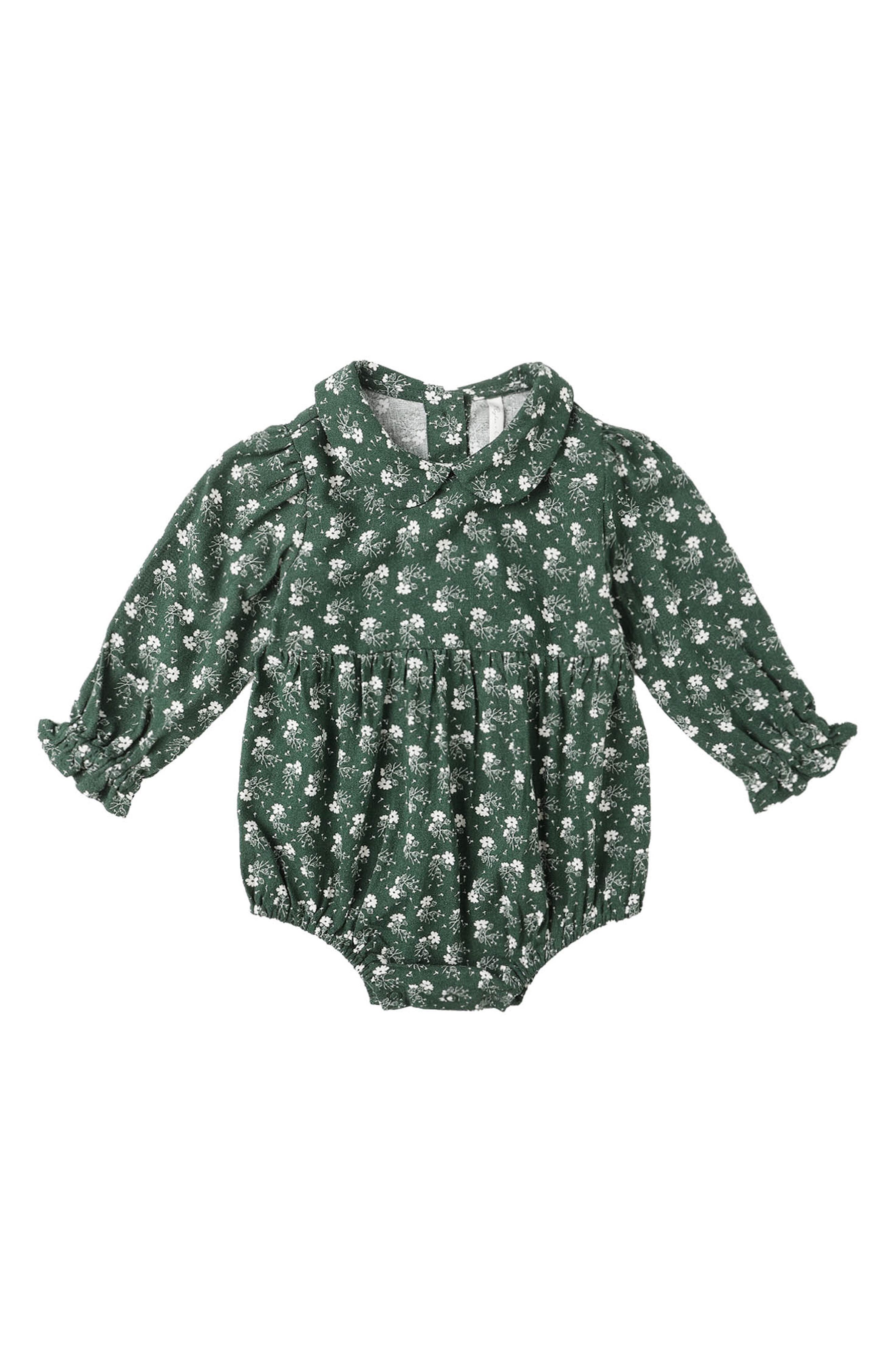 Cora Ditsy Floral Print Linen Blend Bubble Romper