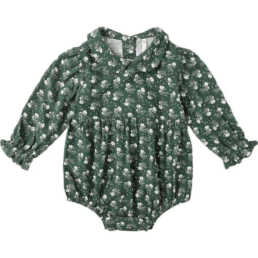 Rylee + Cru Cora Ditsy Floral Print Linen Blend Bubble Romper In Green