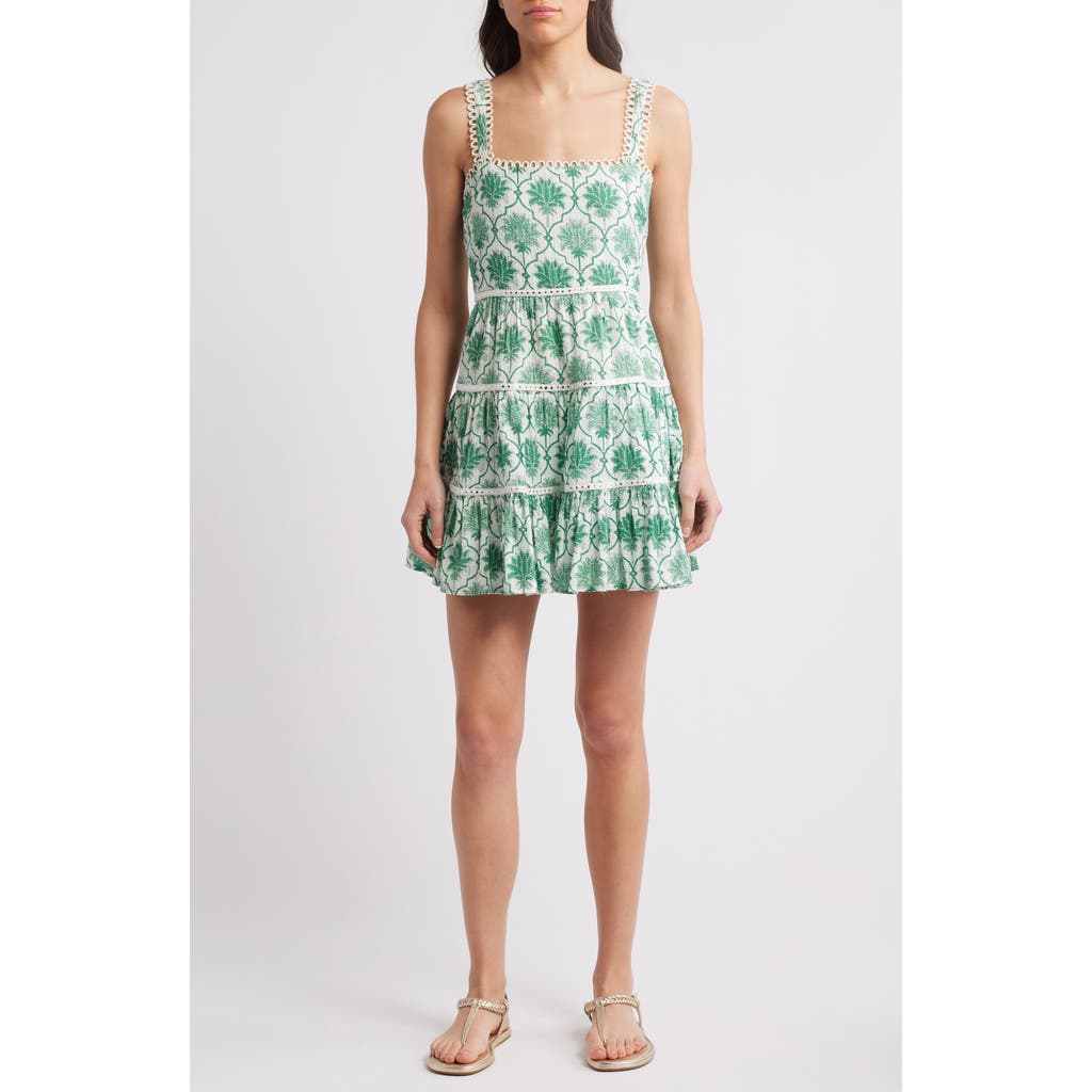 Saylor Pollyanna Palm Print Tiered Cotton Minidress