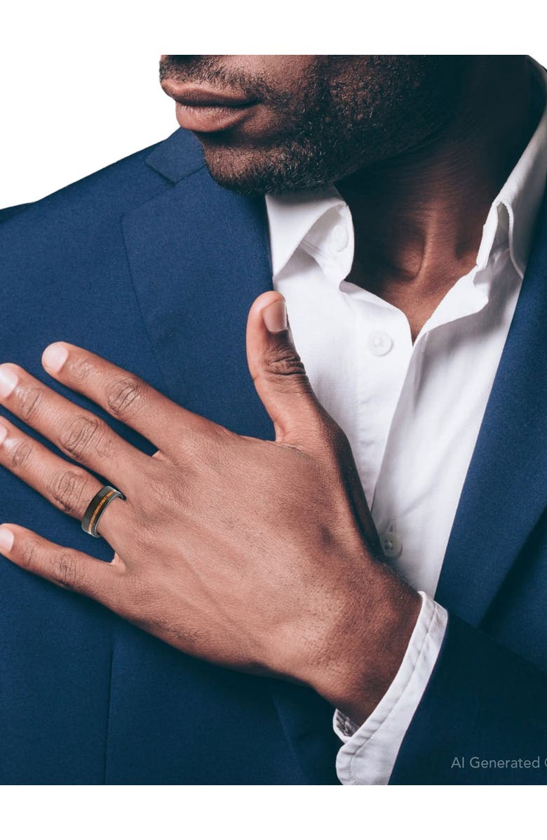 Bliss Diamond Men's Brushed Tungsten & Genuine Wood 8mm Ring Wedding Band, Alternate, color, 