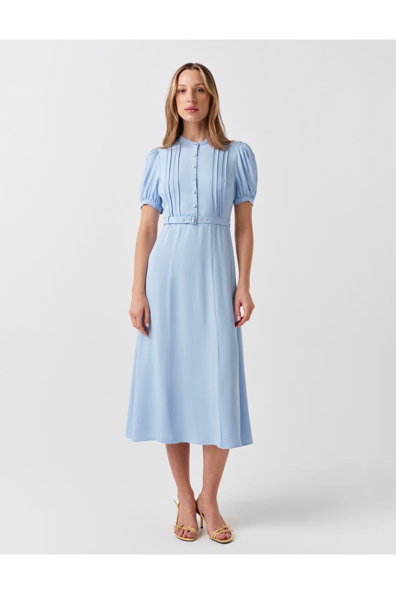 Francis Round Neck Crepe Midi Dress, Alternate, color, Light Blue