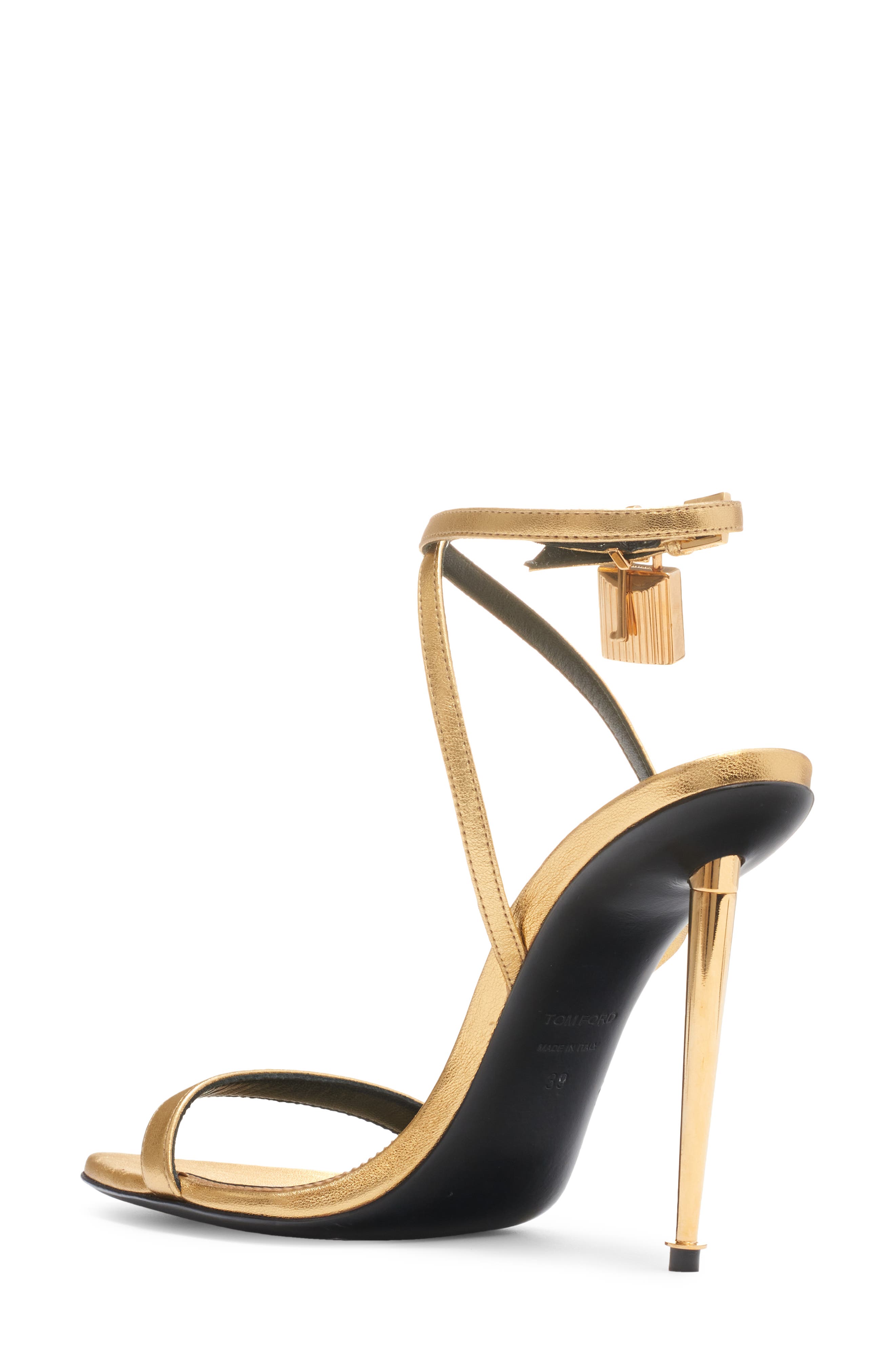 Padlock Naked Metallic Pointy Toe Sandal - image 4