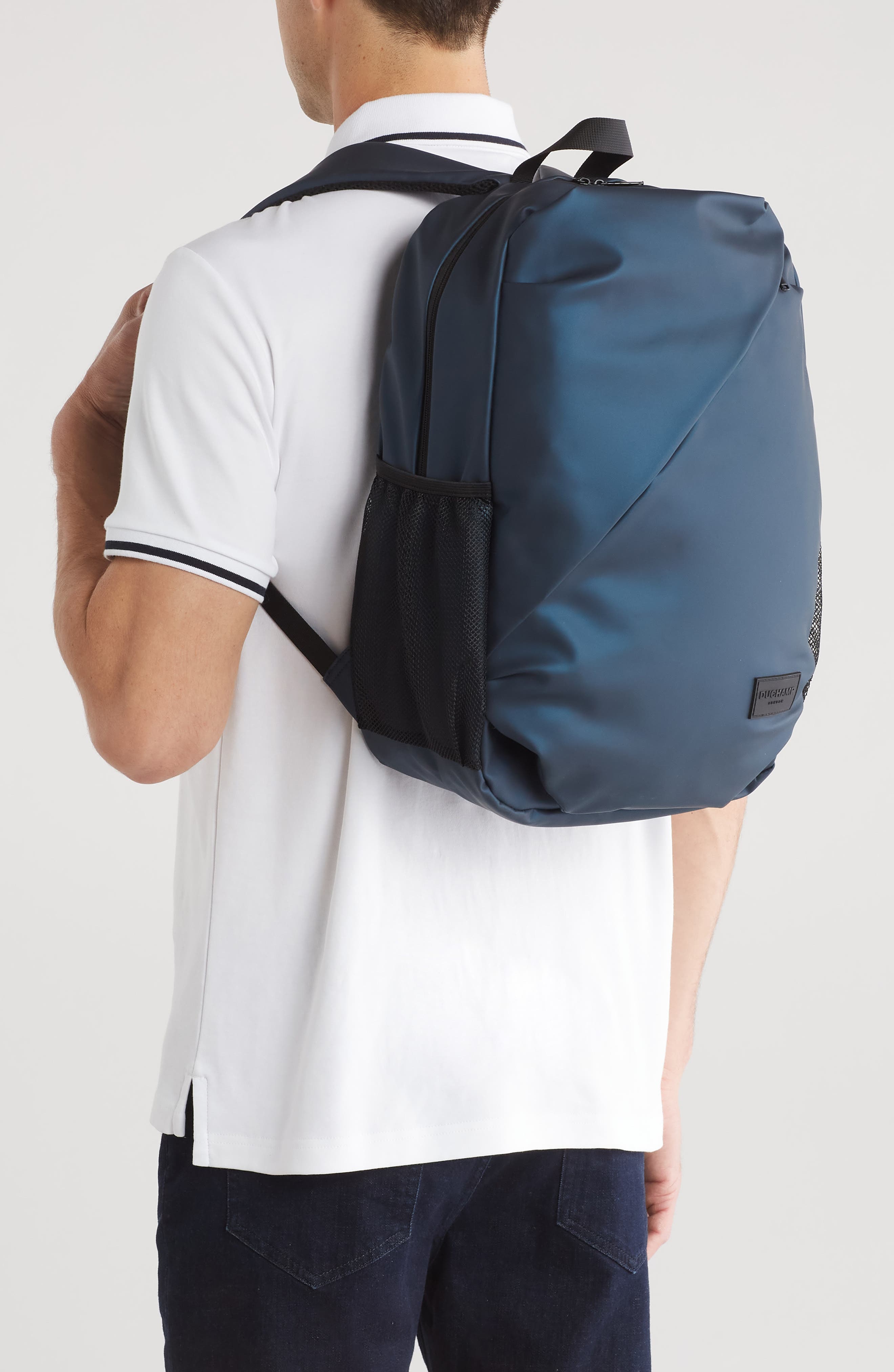 Diagonal Zip Backpack, Alternate, color, DARK BLUE