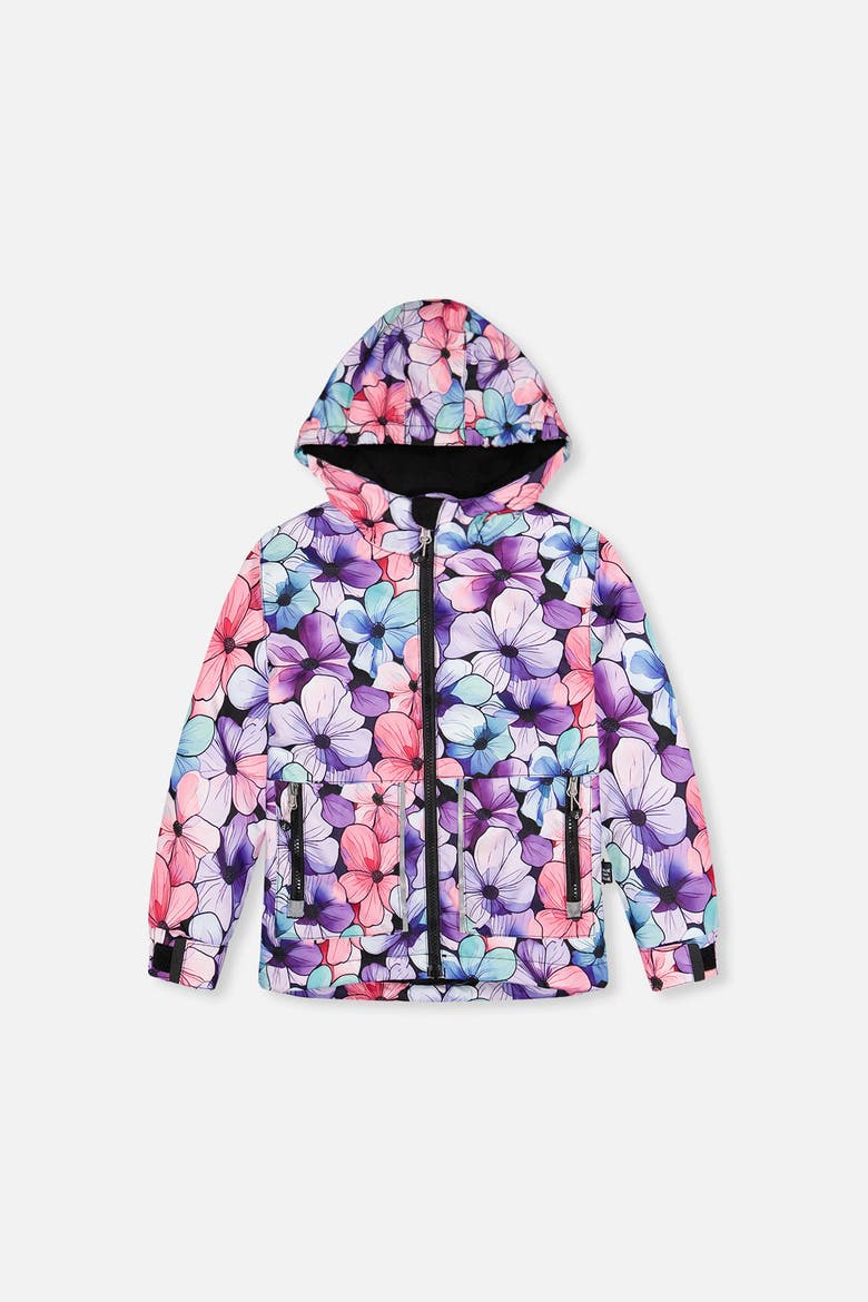 Floral Jacket & Foot Strap Pants Two Piece Snowsuit, Alternate, color, Purple Floral Print