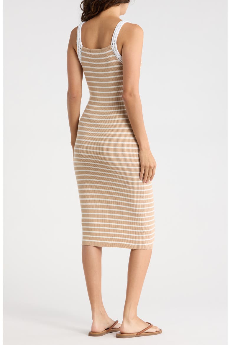 Stripe Ribbed Body-Con Dress, Alternate, color, SESAME COMBO