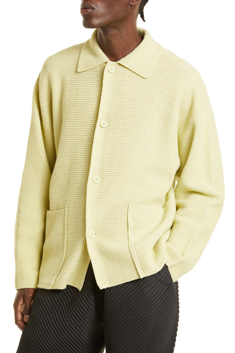 Men's Rustic Knit Cardigan, Alternate, color, YELLOW HUED